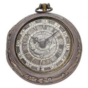 English silver pair cased verge repoussé pocket watch Circa 1730