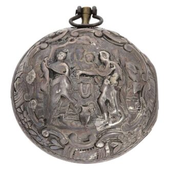 English silver pair cased verge repoussé pocket watch Circa 1730