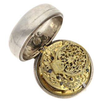 English silver pair cased verge repoussé pocket watch Circa 1730