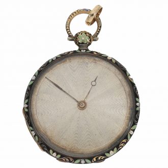 Swiss 18 Carat gold and enamel watch with original box Circa 1820
