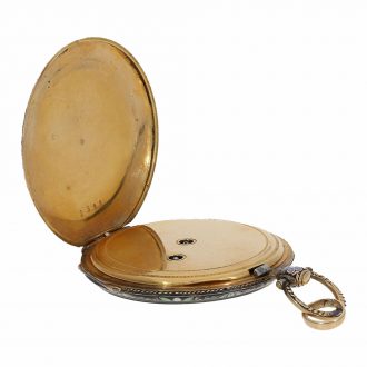 Swiss 18 Carat gold and enamel watch with original box Circa 1820