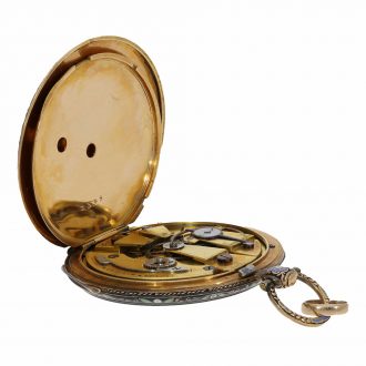 Swiss 18 Carat gold and enamel watch with original box Circa 1820