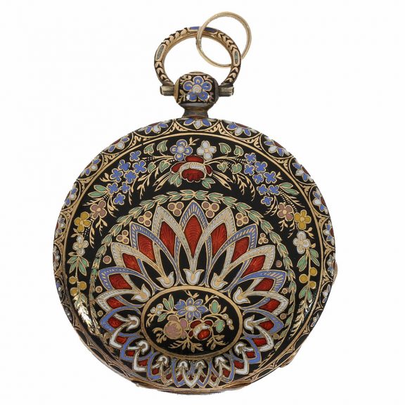 Swiss 18 Carat gold and enamel watch with original box Circa 1820 Swiss 18 Carat gold and enamel watch with original box Circa 1820