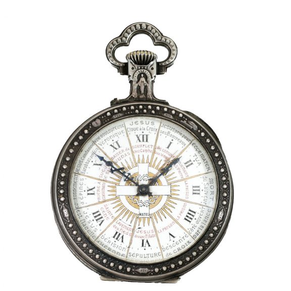 French watch silver relief housing with Jesus cross Circa 1880