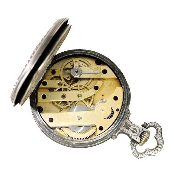 French watch silver relief housing with Jesus cross Circa 1880 French watch silver relief housing with Jesus cross Circa 1880