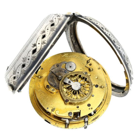 Swiss silver verge with repeating hours and quarters Circa 1780 Swiss silver verge with repeating hours and quarters Circa 1780