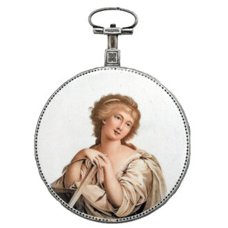 French metal verge pocket watch with enamel portrait Circa 1790