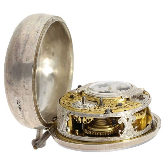 English watch with very rare movement decoration Circa 1700 English watch with very rare movement decoration Circa 1700