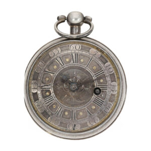 Fine silver English verge watch with champlevé dial Circa 1755
