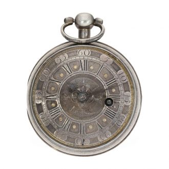 Fine silver English verge watch with champlevé dial Circa 1755