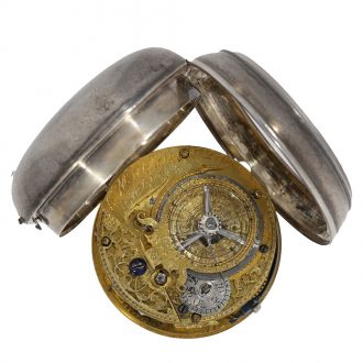Very fine silver English verge watch with champlevé dial Circa 1755