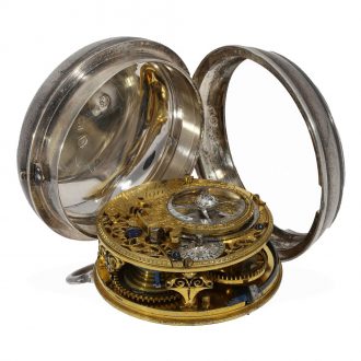 Very fine silver English verge watch with champlevé dial Circa 1755