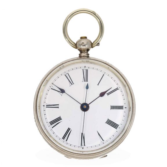 Swiss silver open faced duplex watch with center seconds Circa 1850