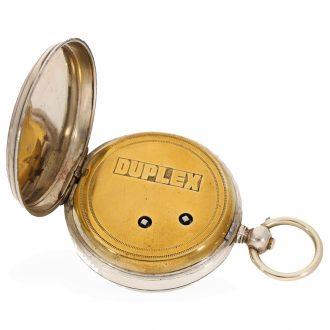 Swiss silver open faced duplex watch with center seconds Circa 1850