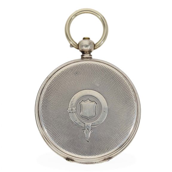 Swiss silver open faced duplex watch with center seconds Circa 1850 Swiss silver open faced duplex watch with center seconds Circa 1850