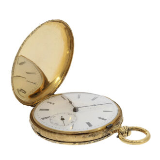 Magnificent English pocket watch Circa 1840 with an enamel dial with filigree steel hands