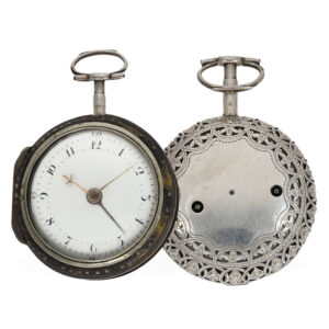 Early silver English pocket watch with alarm on bell Circa 1790