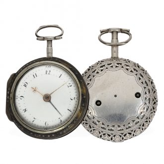 Early silver English pocket watch with alarm on bell Circa 1790