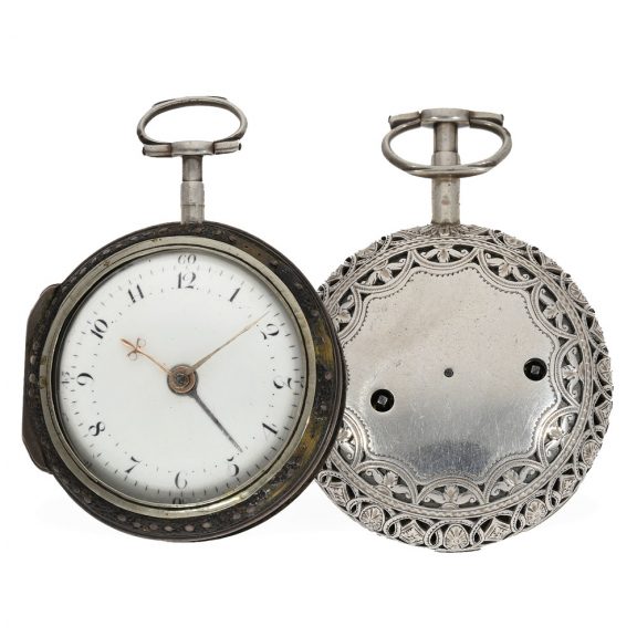 Early silver English pocket watch with alarm on bell Circa 1790