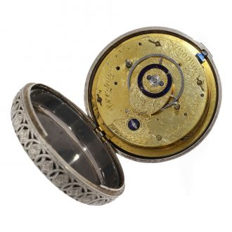 Early silver English pocket watch with alarm on bell Circa 1790
