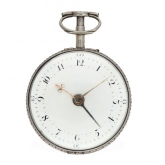 Early silver English pocket watch with alarm on bell Circa 1790