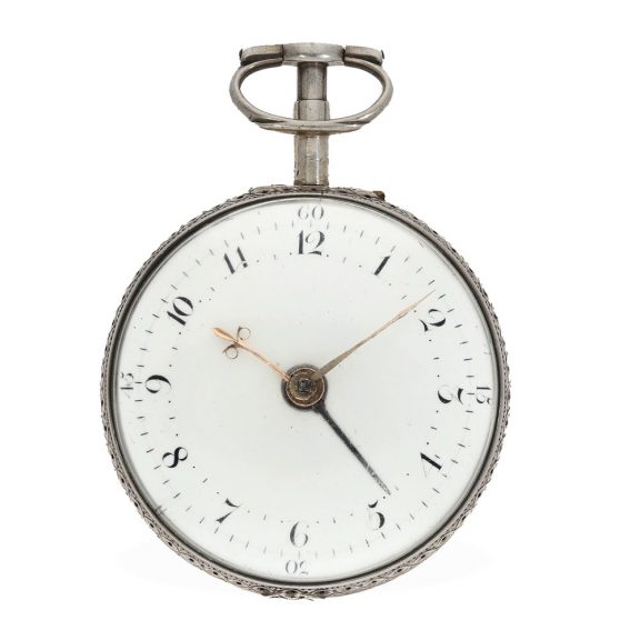 Early silver English pocket watch with alarm on bell Circa 1790 Early silver English pocket watch with alarm on bell Circa 1790