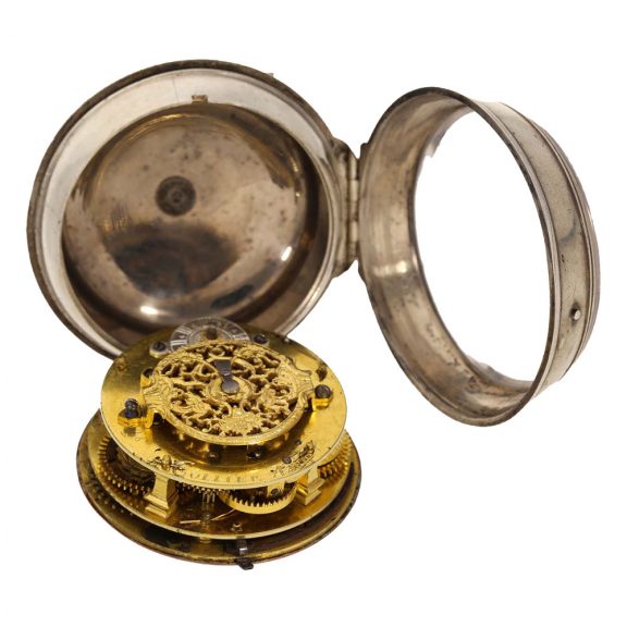 Fine French silver verge oignon watch with alarm Circa 1725 Fine French silver verge oignon watch with alarm Circa 1725