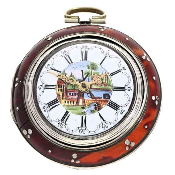English Silver and tortoiseshell, verge pocket watch Circa 1775