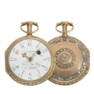 French early three colour gold cylinder pocket watch Circa 1775