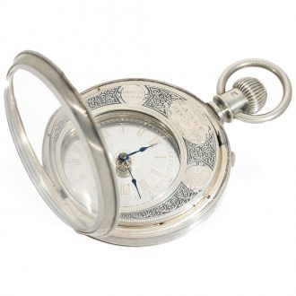 Swiss silver pocket watch “Mystérieuse” with both sides glazed Circa 1885