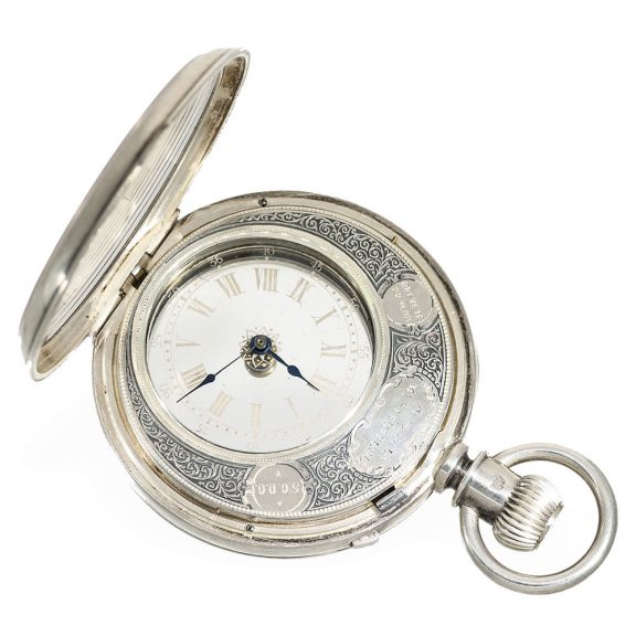 Swiss silver pocket watch “Mystérieuse” with both sides glazed Circa 1885 Swiss silver pocket watch “Mystérieuse” with both sides glazed Circa 1885