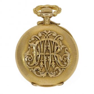 Swiss 18 carat gold Art Nouveau hunting cased watch Circa 1900 Swiss 18 carat gold Art Nouveau hunting cased watch Circa 1900