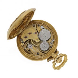 Swiss 18 carat gold Art Nouveau hunting cased watch Circa 1900 Swiss 18 carat gold Art Nouveau hunting cased watch Circa 1900