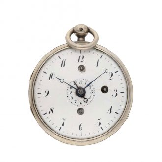 Swiss silver technically rare version of a verge watch Circa 1800
