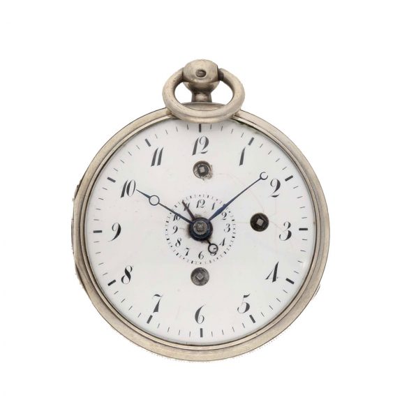 Swiss silver technically rare version of a verge watch Circa 1800