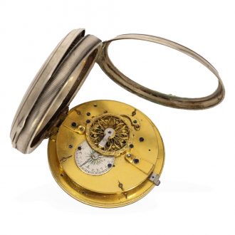 Swiss silver technically rare version of a verge watch Circa 1800