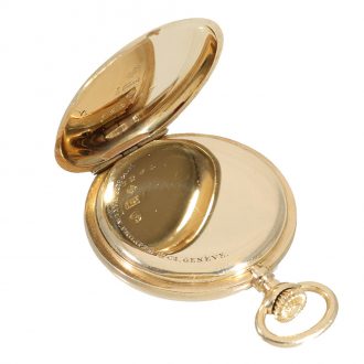 Swiss 14 carat gold small hunter case pocket watch Circa 1908