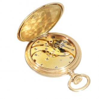 Swiss 14 carat gold small hunter case pocket watch Circa 1908