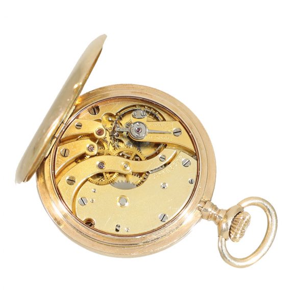 Swiss 14 carat gold small hunter case pocket watch Circa 1908 Swiss 14 carat gold small hunter case pocket watch Circa 1908
