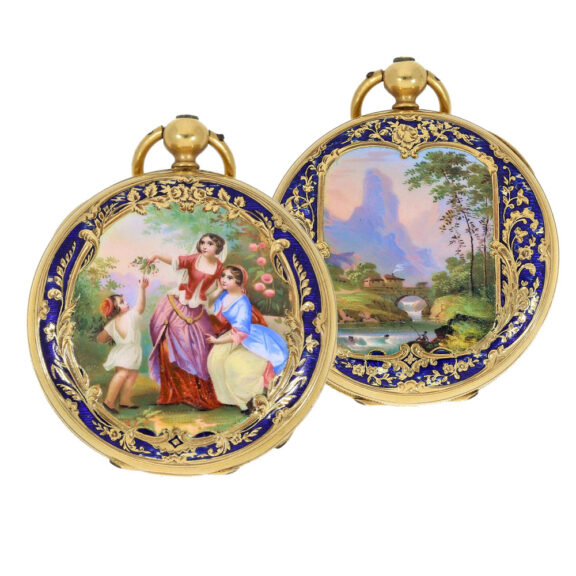 Swiss exquisite and fine gold/enamel pocket watch Circa 1840