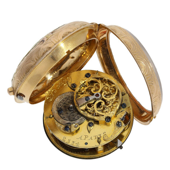 The movement of this watch with a verge escapement is signed and numbered The movement of this watch with a verge escapement is signed and numbered
