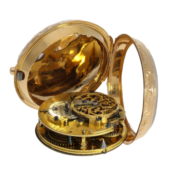 The movement of this watch with a verge escapement is signed and numbered The movement of this watch with a verge escapement is signed and numbered