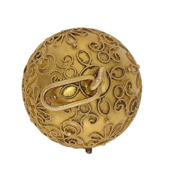 Swiss 18K gold filigree grained Boule de Genève Circa 1860 Swiss 18K gold filigree grained Boule de Genève Circa 1860