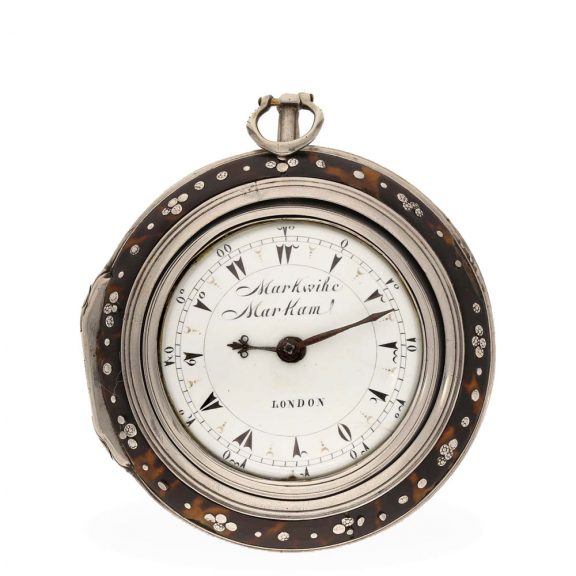 English silver tortoise shell watch with four cases Circa 1776
