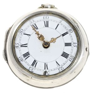 A silver English open face with roman numbers Circa 1710