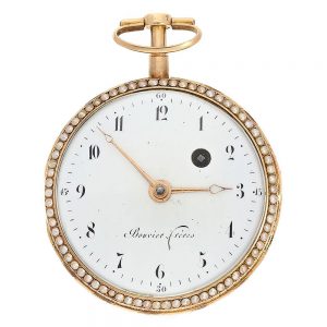 Swiss four colored gold verge watch with pearls Circa 1785