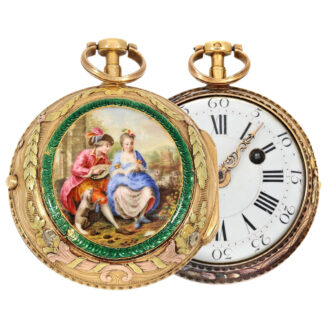 French fine gold and enamel verge pocket watch Circa 1750