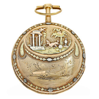Swiss four colored gold verge watch with pearls Circa 1785