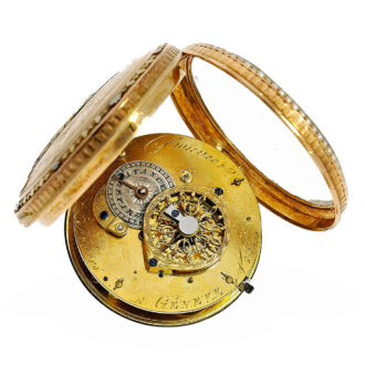 Swiss four colored gold verge watch with pearls Circa 1785