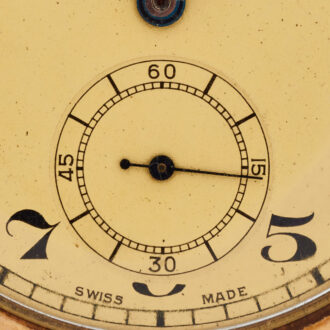 Swiss 14 carat pink gold open faced keyless watch Circa 1947